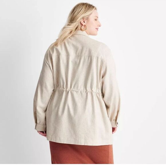 Future Collective with JENNY K LOPEZ Womens Linen Utility Anorak Cargo Jacket 3x - Picture 4 of 11
